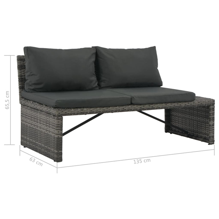 Loungeset met kussens 3-delig poly rattan grijs MeubelReus