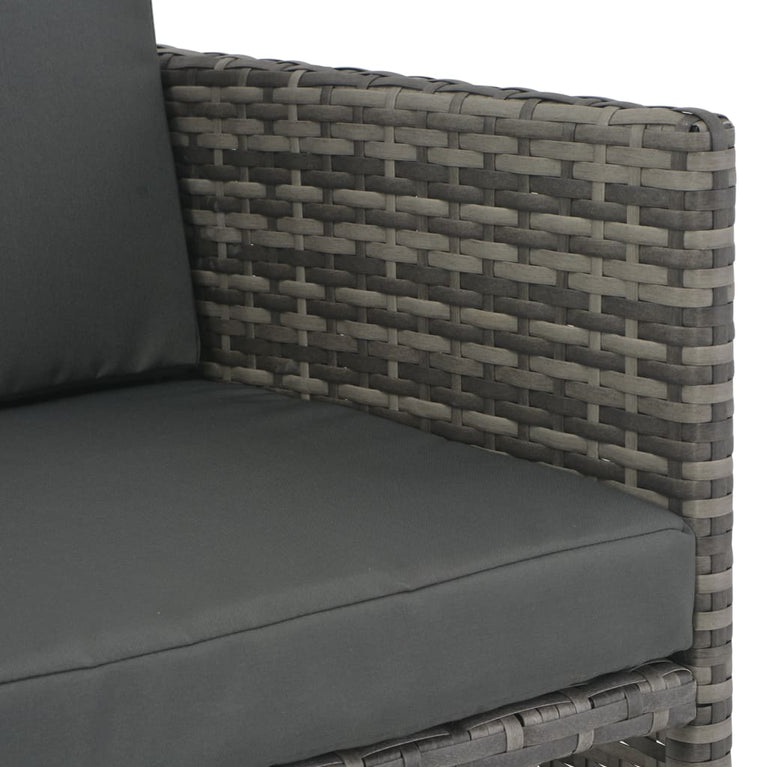 7-delige Tuinset met kussens poly rattan grijs MeubelReus
