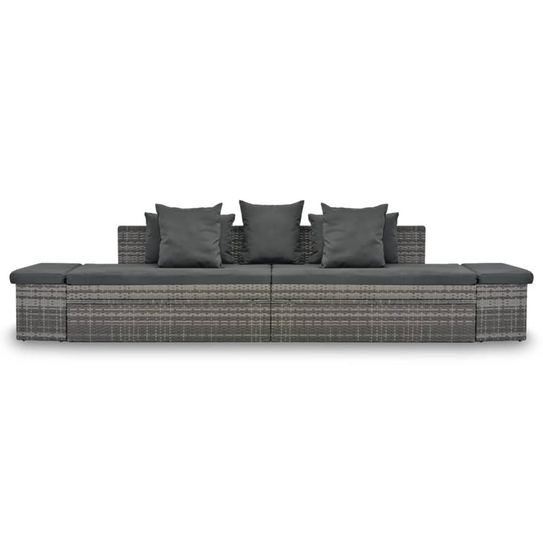 4-delige Loungeset met kussens poly rattan grijs MeubelReus