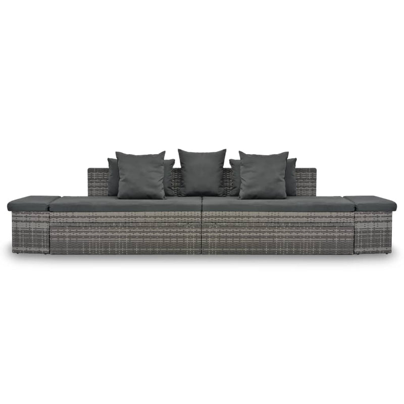 4-delige Loungeset met kussens poly rattan grijs MeubelReus