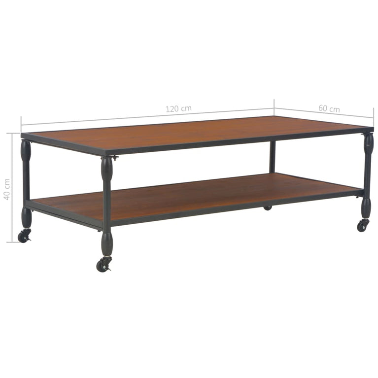 Salontafel met schap 120x60x40 cm massief vurenhout MeubelReus