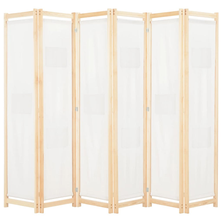 Kamerscherm met 6 panelen 240x170x4 cm stof crème MeubelReus
