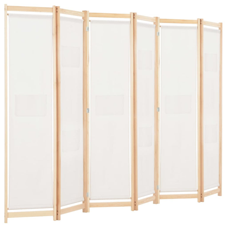 Kamerscherm met 6 panelen 240x170x4 cm stof crème MeubelReus