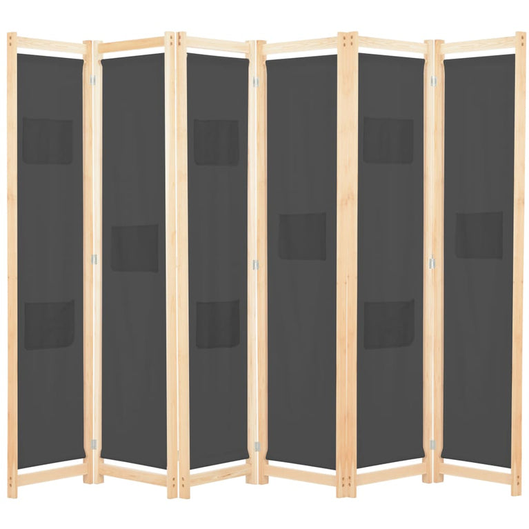 Kamerscherm met 6 panelen 240x170x4 cm stof grijs MeubelReus