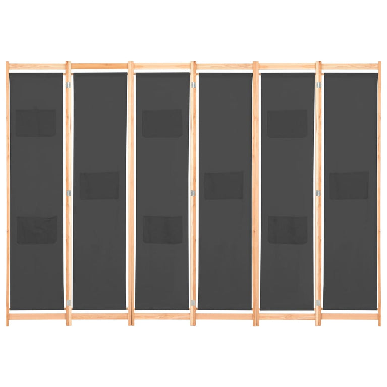 Kamerscherm met 6 panelen 240x170x4 cm stof grijs MeubelReus
