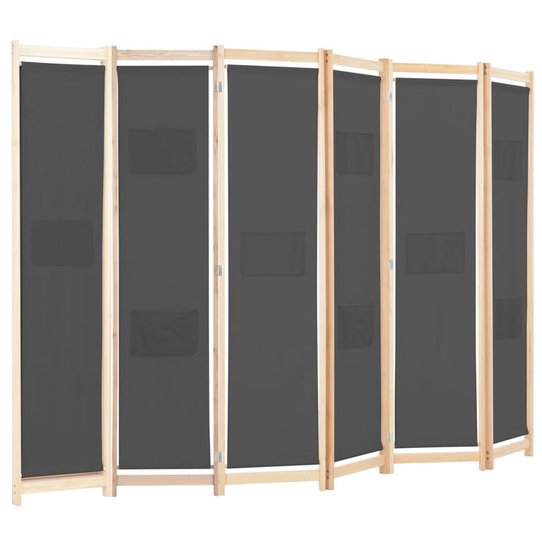 Kamerscherm met 6 panelen 240x170x4 cm stof grijs MeubelReus