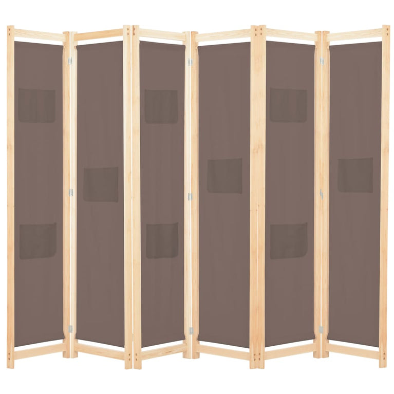 Kamerscherm met 6 panelen 240x170x4 cm stof bruin MeubelReus