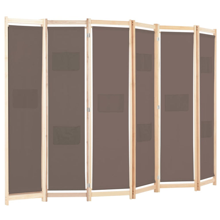 Kamerscherm met 6 panelen 240x170x4 cm stof bruin MeubelReus