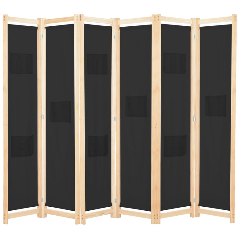 Kamerscherm met 6 panelen 240x170x4 cm stof zwart MeubelReus