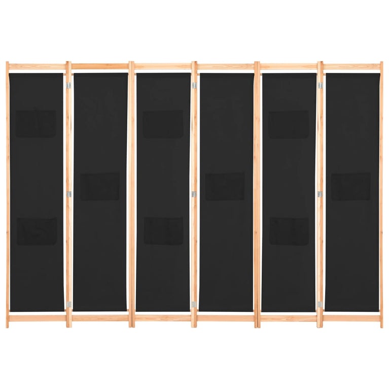 Kamerscherm met 6 panelen 240x170x4 cm stof zwart MeubelReus