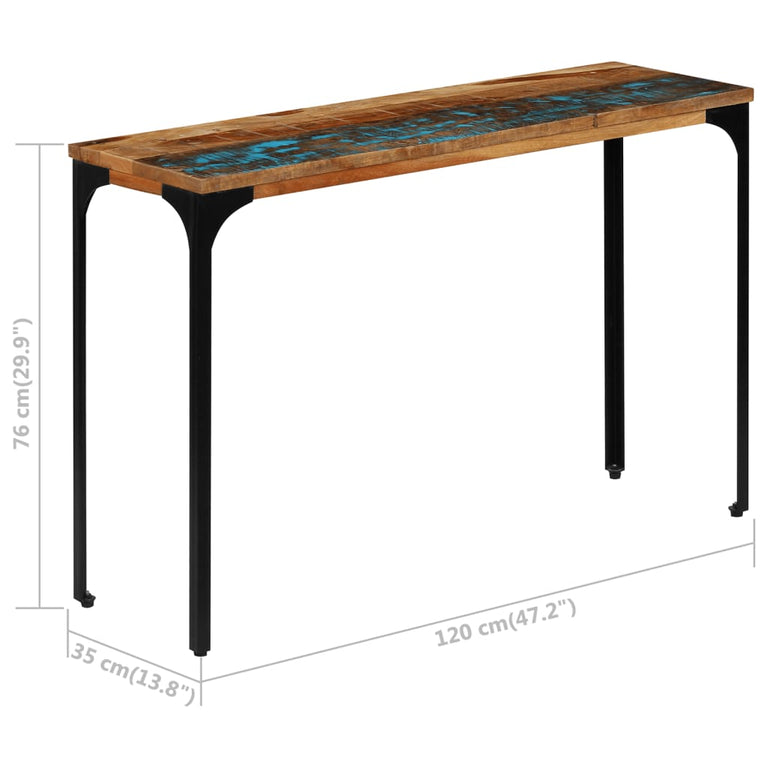 Wandtafel 120x35x76 cm massief gerecycled hout MeubelReus