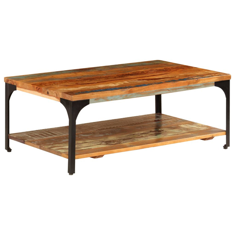 Salontafel met schap 100x60x35 cm massief gerecycled hout MeubelReus