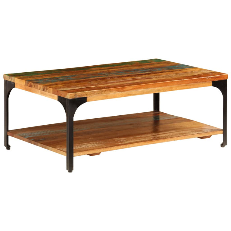 Salontafel met schap 100x60x35 cm massief gerecycled hout MeubelReus