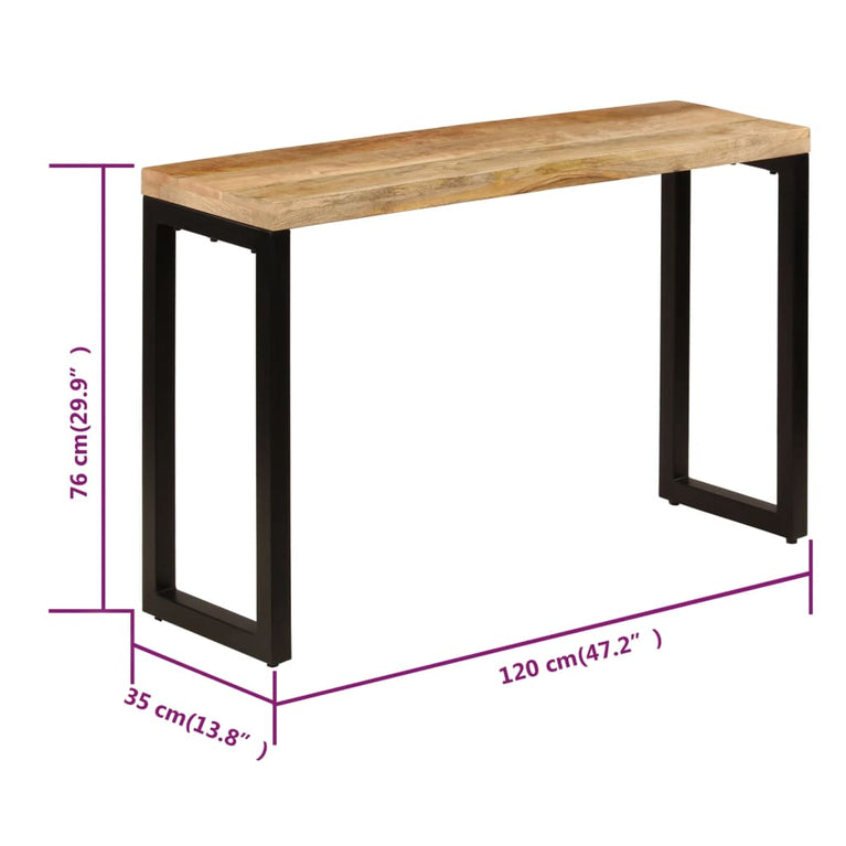 Wandtafel 120x35x76 cm massief mangohout en staal MeubelReus