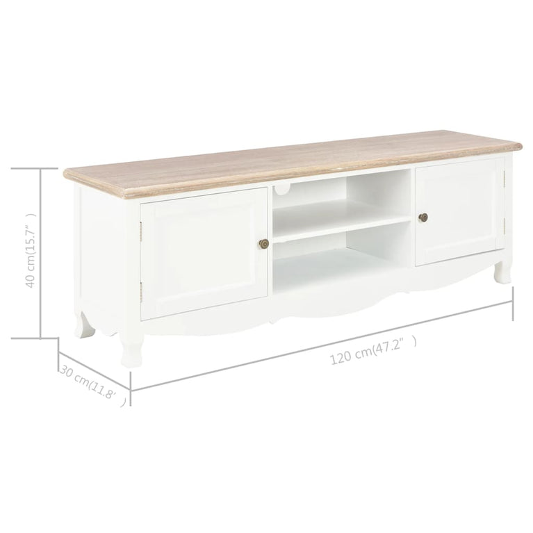 Tv-meubel 120x30x40 cm hout wit