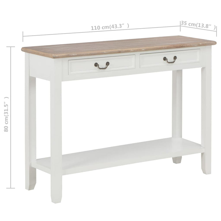 Wandtafel 110x35x80 cm hout wit MeubelReus