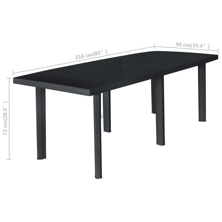 Tuintafel 216x90x72 cm kunststof antraciet MeubelReus