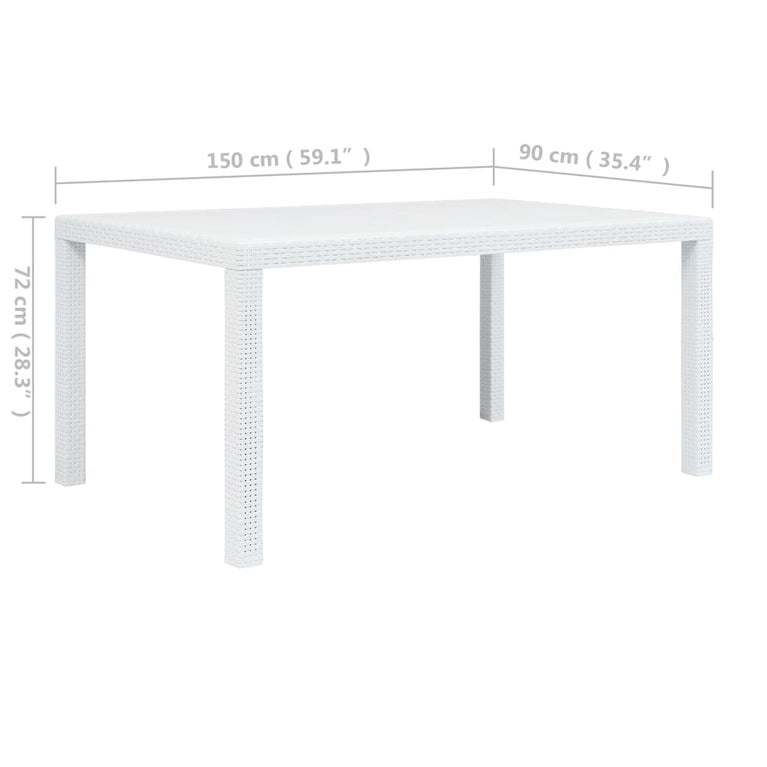 Tuintafel 150x90x72 cm rattan-look kunststof wit MeubelReus