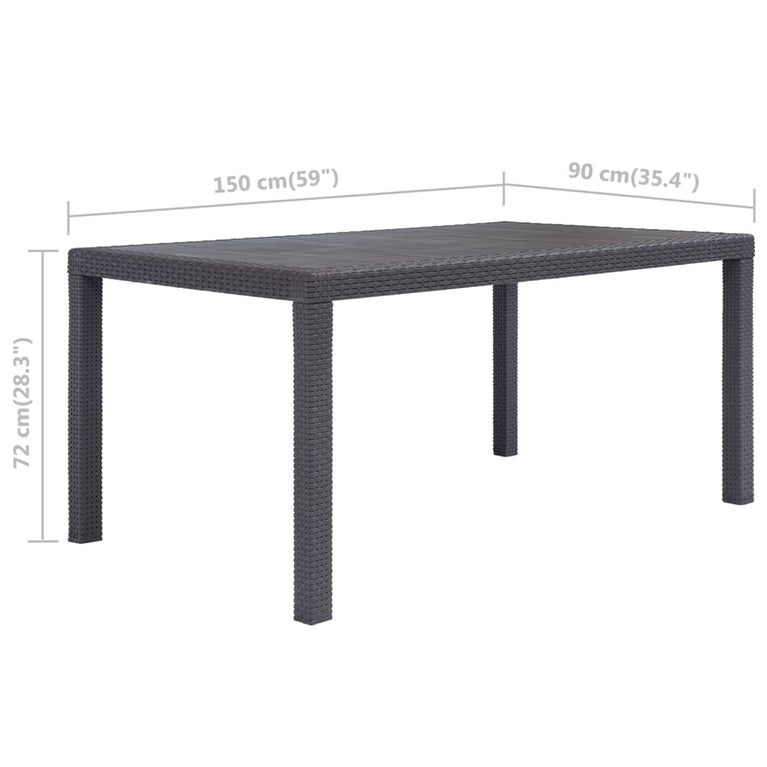 Tuintafel 150x90x72 cm rattan-look kunststof bruin MeubelReus