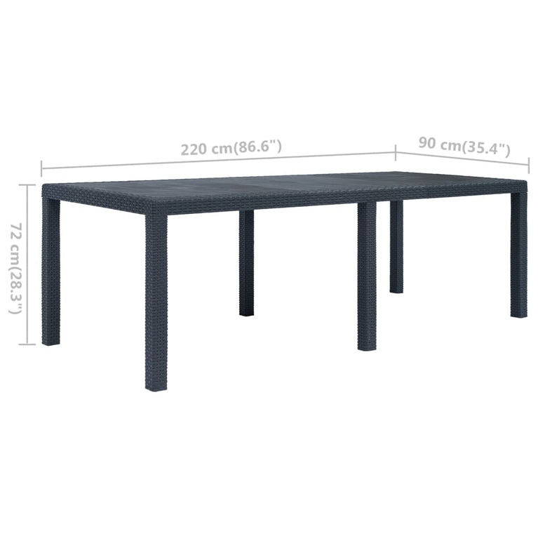 Tuintafel 220x90x72 cm rattan-look kunststof antraciet MeubelReus
