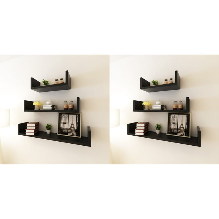 Wandplanken 6 st zwart MeubelReus