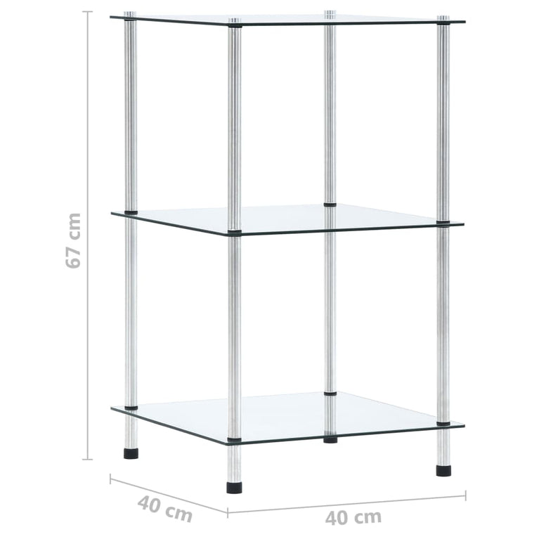 Kastje 3-laags 40x40x67 cm gehard glas transparant MeubelReus