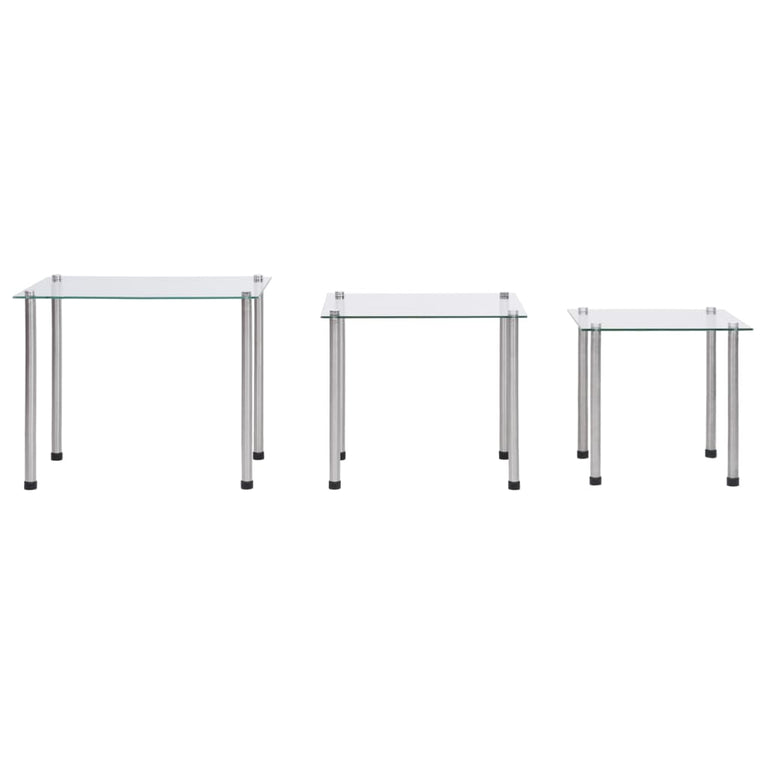 3-delige Tafeltjesset gehard glas transparant