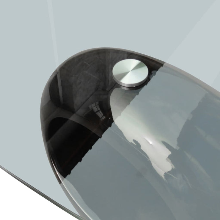 Salontafel met ovale glazen tafelblad hoogglans zwart MeubelReus