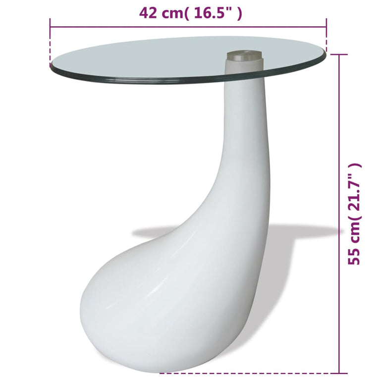 Salontafel met rond glazen tafelblad hoogglans wit MeubelReus