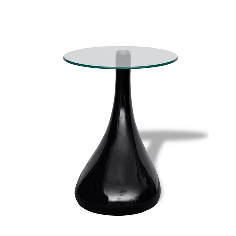 Salontafel met rond glazen tafelblad hoogglans zwart MeubelReus