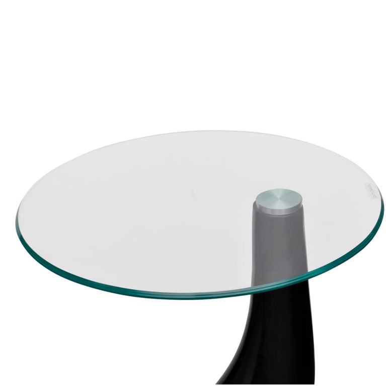 Salontafel met rond glazen tafelblad hoogglans zwart MeubelReus