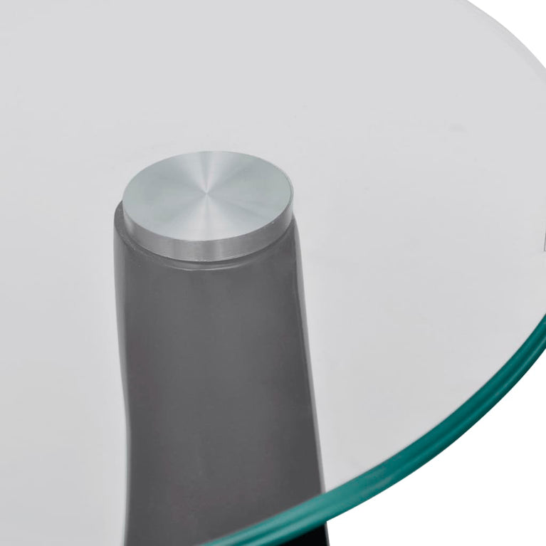 Salontafel met rond glazen tafelblad hoogglans zwart MeubelReus