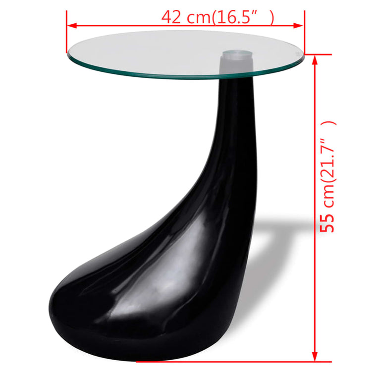Salontafel met rond glazen tafelblad hoogglans zwart MeubelReus