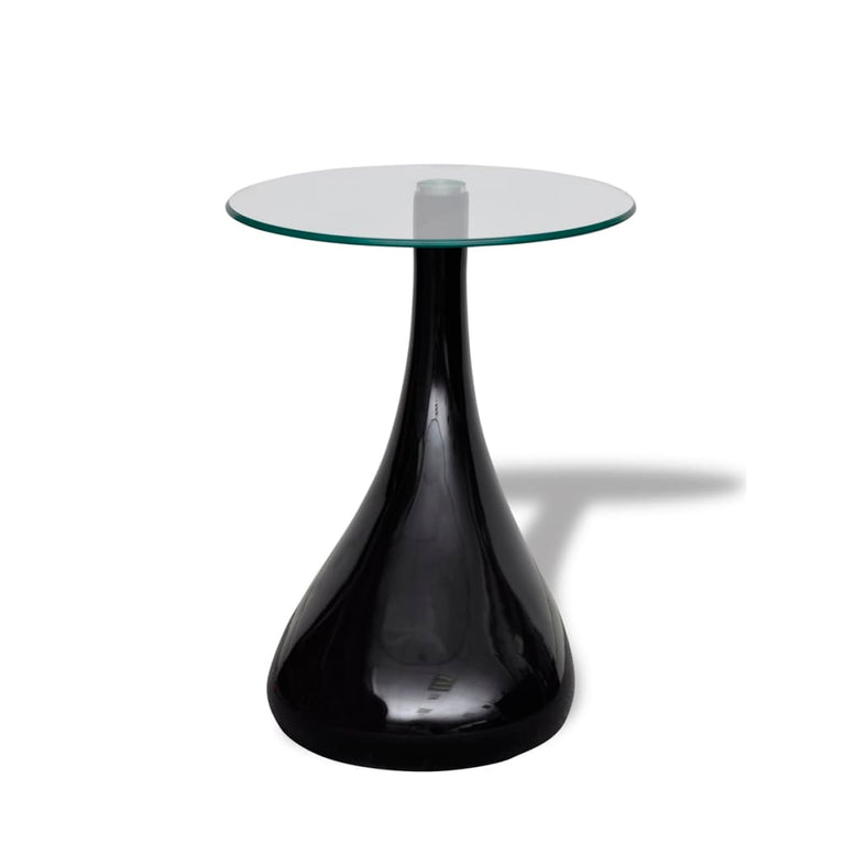 Salontafel met rond glazen tafelblad hoogglans zwart 2 st MeubelReus