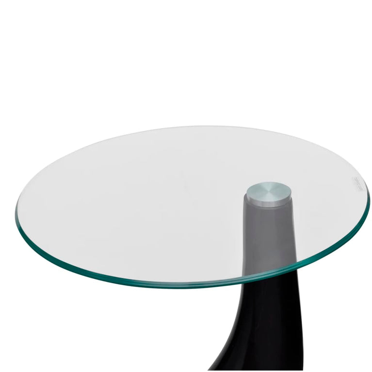 Salontafel met rond glazen tafelblad hoogglans zwart 2 st MeubelReus