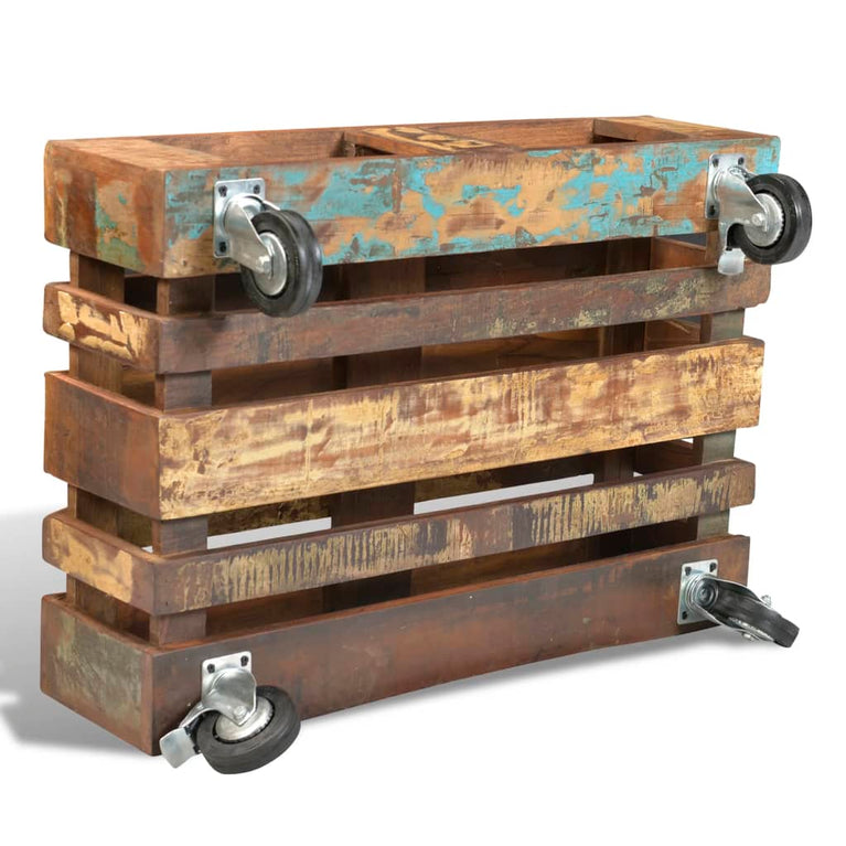 Salontafel met 4 wielen gerecycled hout MeubelReus