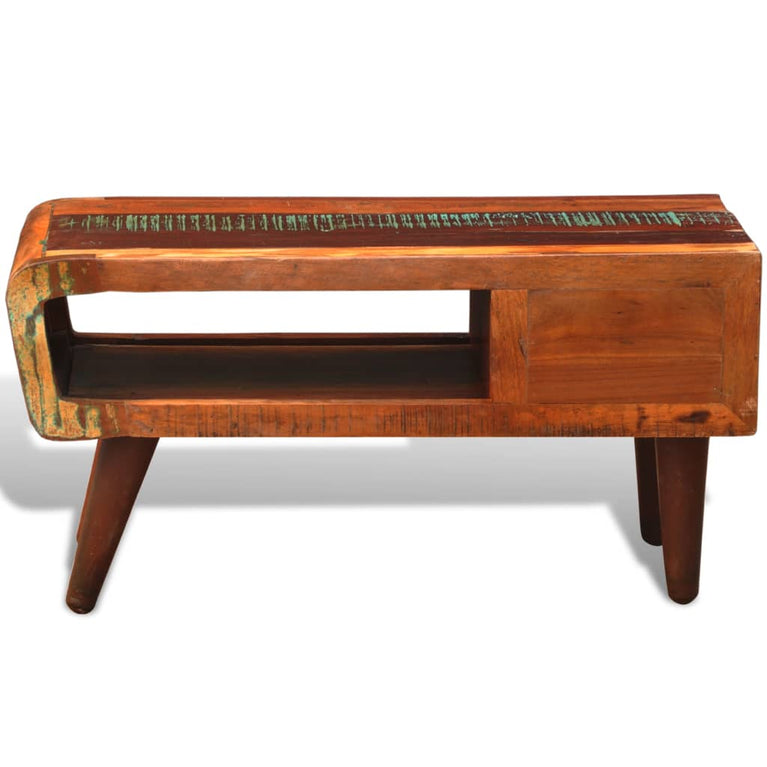 Salontafel met 1 gewelfde rand en 1 lade gerecycled hout MeubelReus