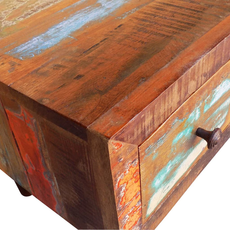 Salontafel met 1 gewelfde rand en 1 lade gerecycled hout MeubelReus