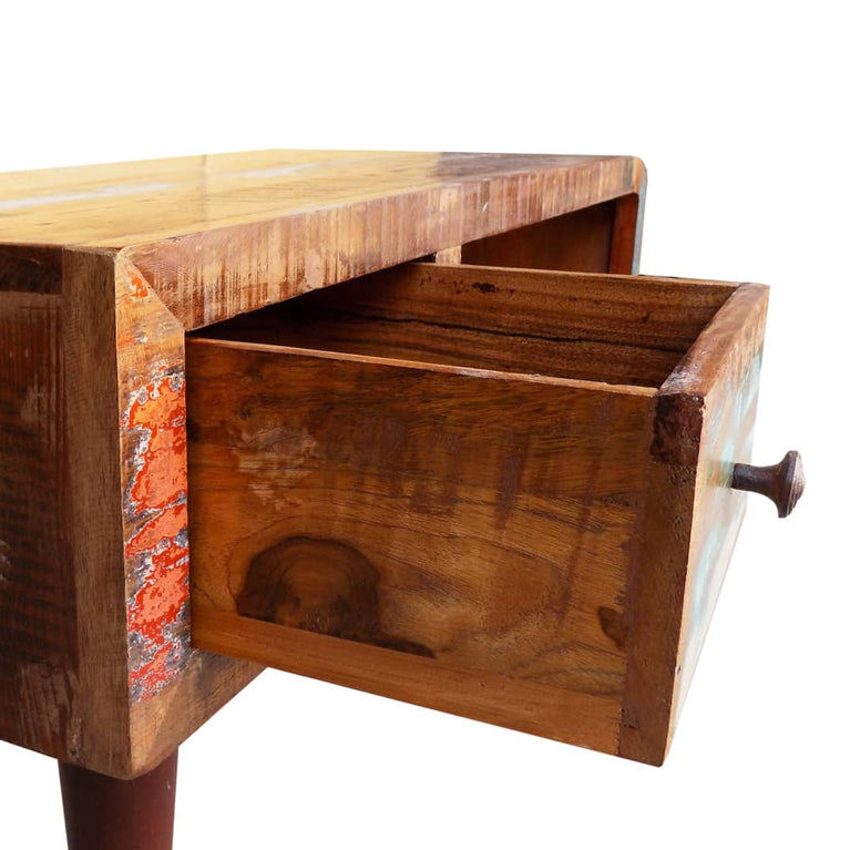 Salontafel met 1 gewelfde rand en 1 lade gerecycled hout MeubelReus