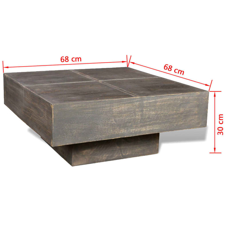 Salontafel vierkant massief mangohout donkerbruin MeubelReus