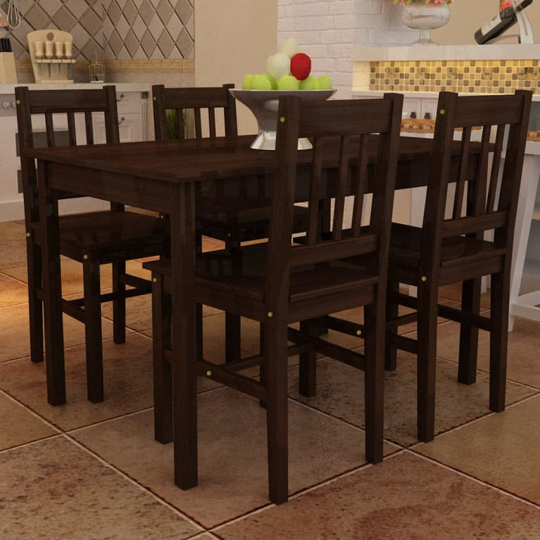 Eettafel met 4 stoelen hout bruin MeubelReus