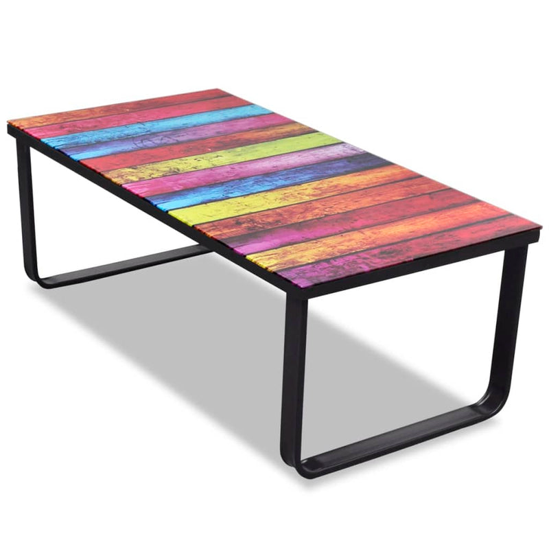 Salontafel met regenboog-print glazen tafelblad MeubelReus