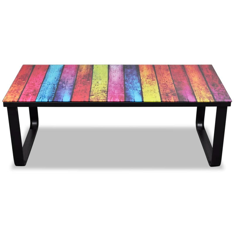 Salontafel met regenboog-print glazen tafelblad MeubelReus