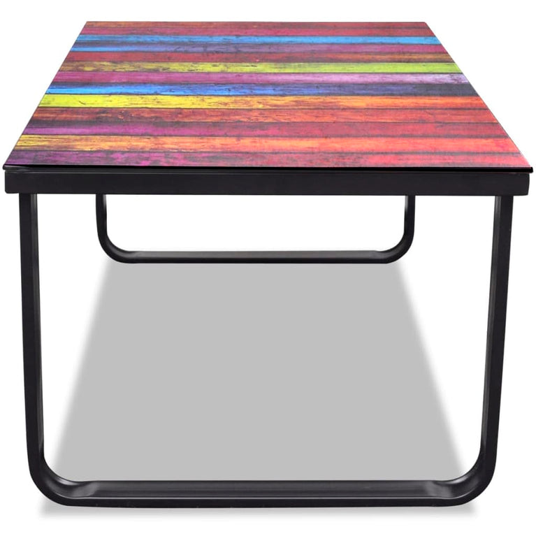 Salontafel met regenboog-print glazen tafelblad MeubelReus