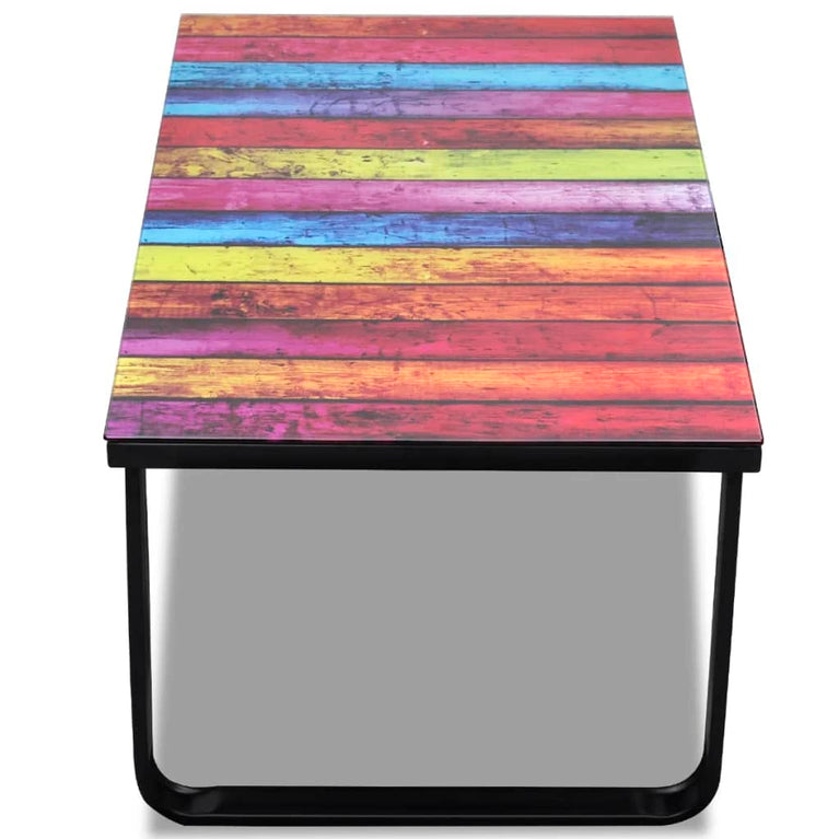 Salontafel met regenboog-print glazen tafelblad MeubelReus