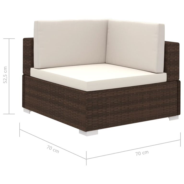 12-delige Loungeset met kussens poly rattan bruin MeubelReus