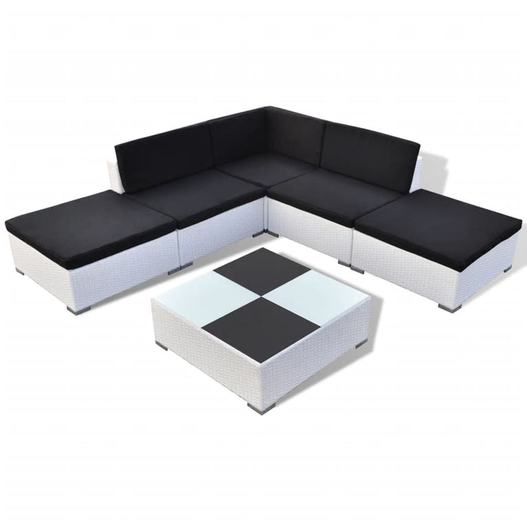 6-delige Loungeset met kussens poly rattan wit MeubelReus