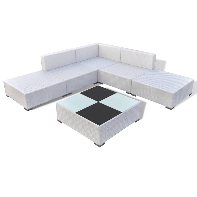 6-delige Loungeset met kussens poly rattan wit MeubelReus