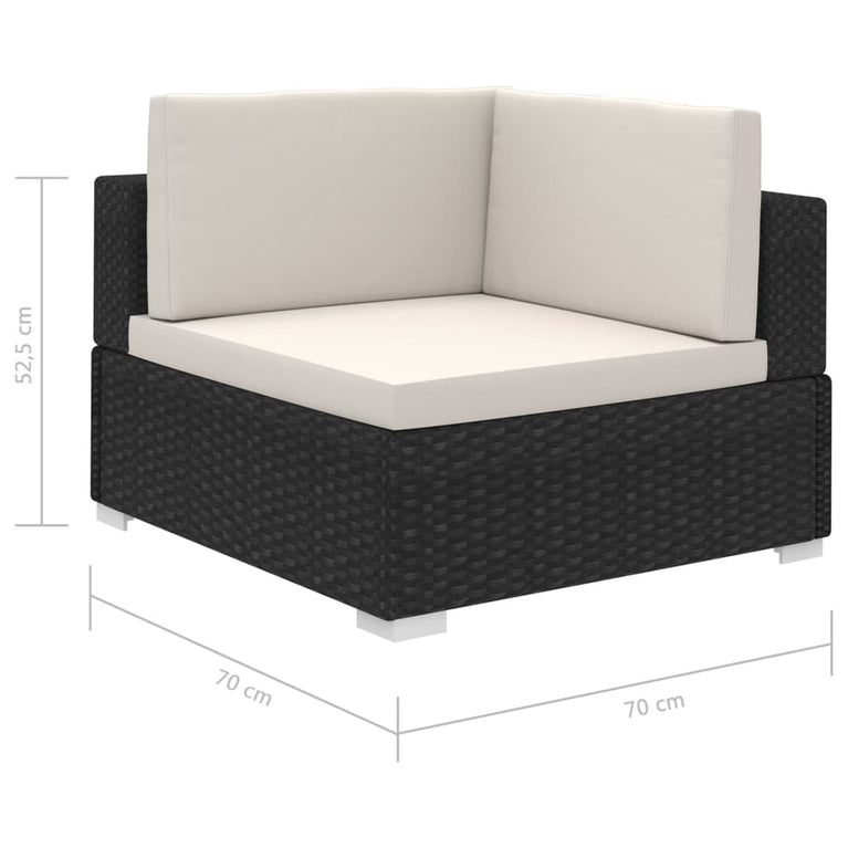 8-delige Loungeset met kussens poly rattan zwart MeubelReus