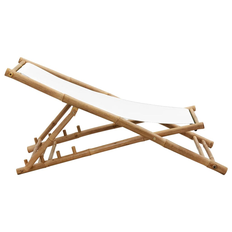 Terrasstoel bamboe en canvas MeubelReus